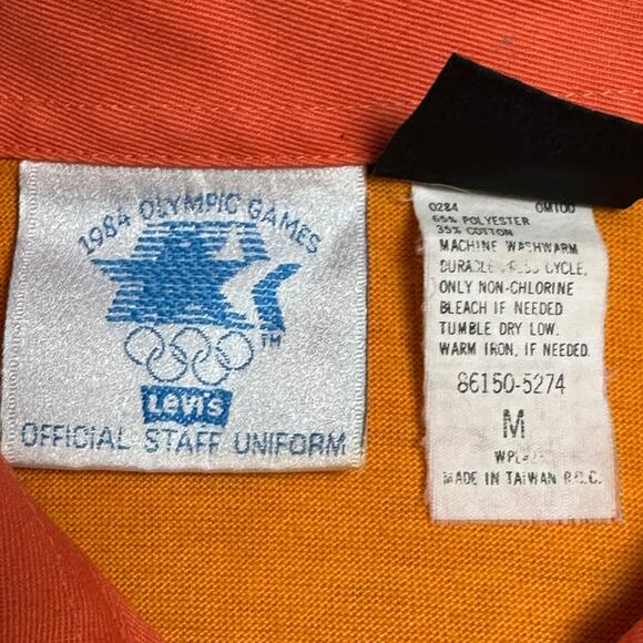 Vintage 1984 Levi’s Olympic Games Official Staff Uniform Orange Polo Shirt 80s M - Picture 5 of 7